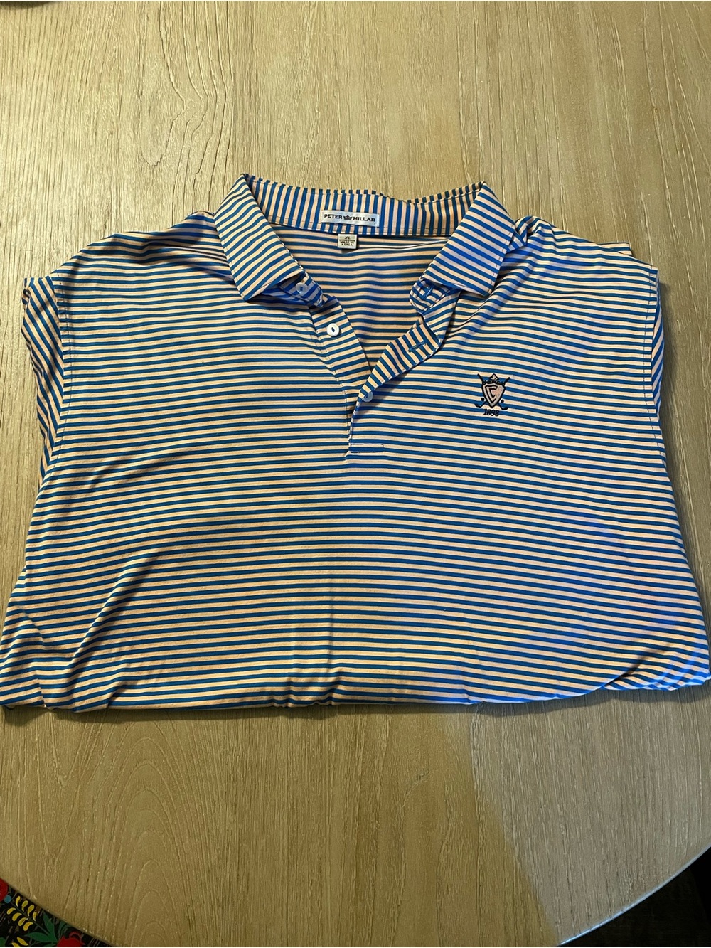 Peter Millar Blue & Orange Striped Polo